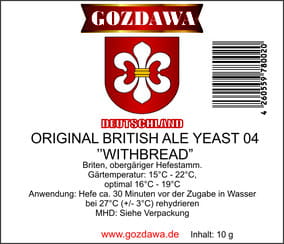 drożdże piwowarskie GOZDAWA ORIGINAL BRITISH ALE 04 WITHBREAD