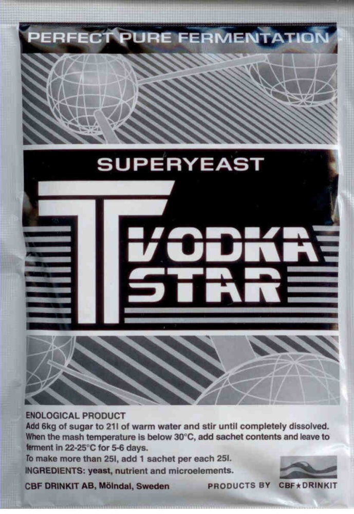 T_VODKA STAR. saszetk drozdzy w czarno białym kolorze