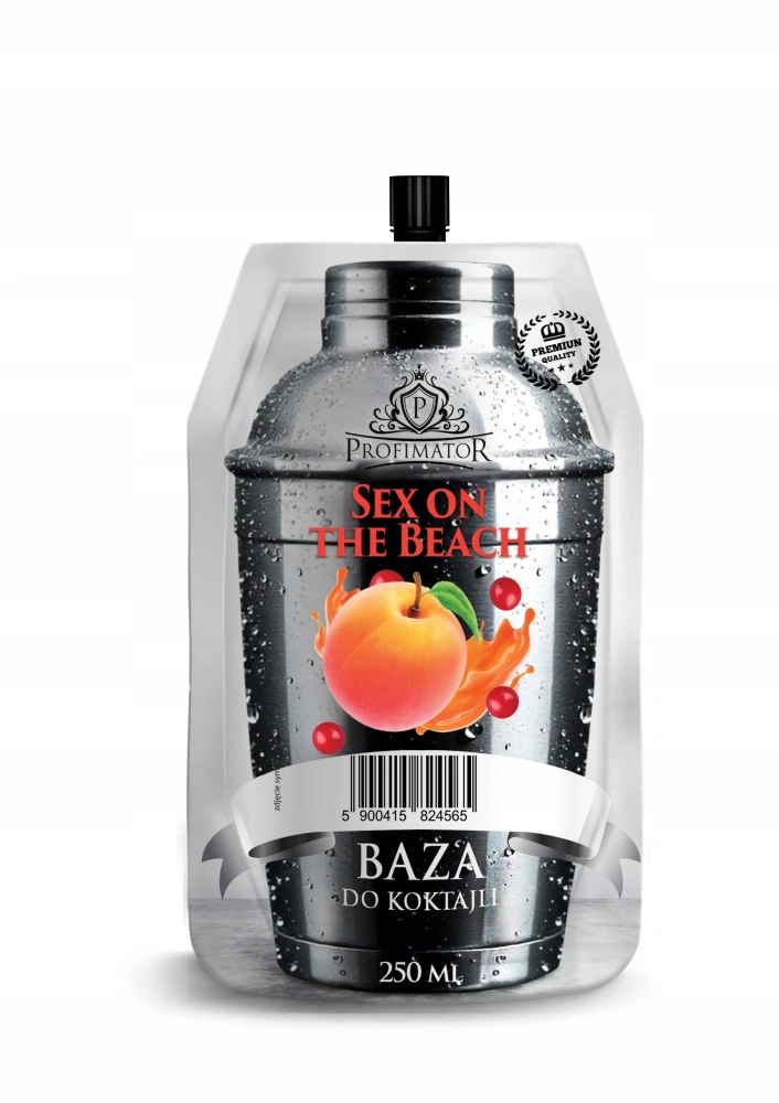 Saszetka 250ml z bazą do drinków o pomarańczowo-żurawinowym.