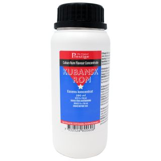 Biała butelka zaprawki do alkoholu Prestige Kubansk Rom (Cuban Rum Flavour Concentrate) o pojemności 280 ml