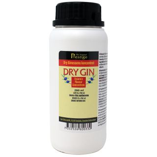 Biała butelka zaprawki do alkoholu Prestige Dry Gin Essence Flavour Concentrate o pojemności 280 ml