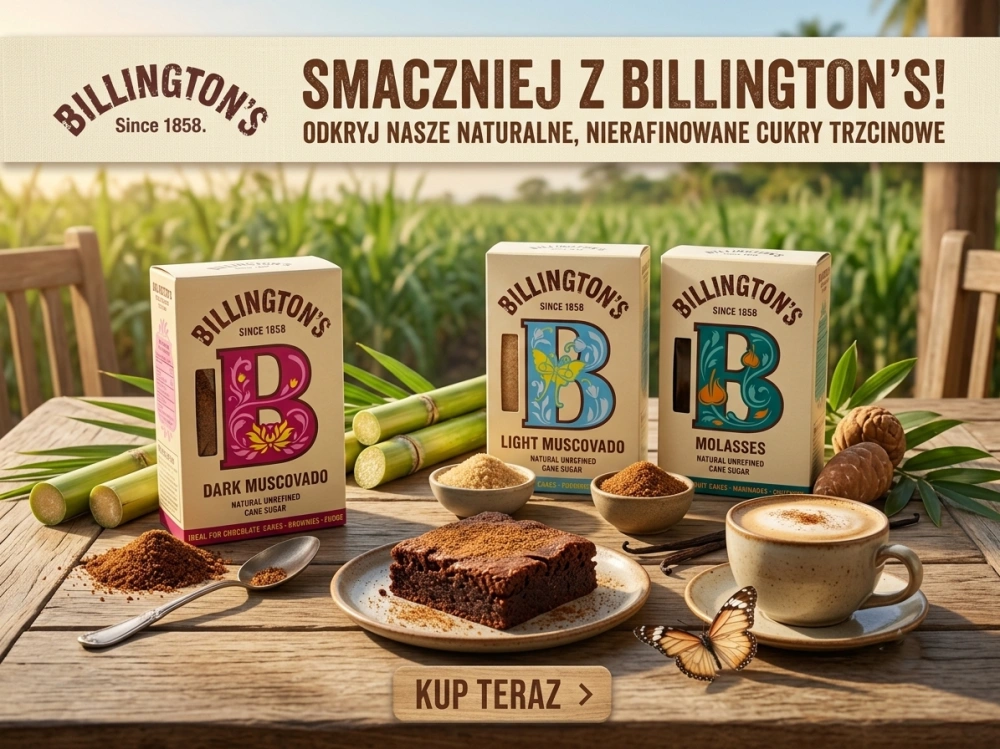 cukry trzcinowe billington - trzy rodzaje. demerara muscovado jasny, demerara muscovado ciemny oraz demerara z melasą